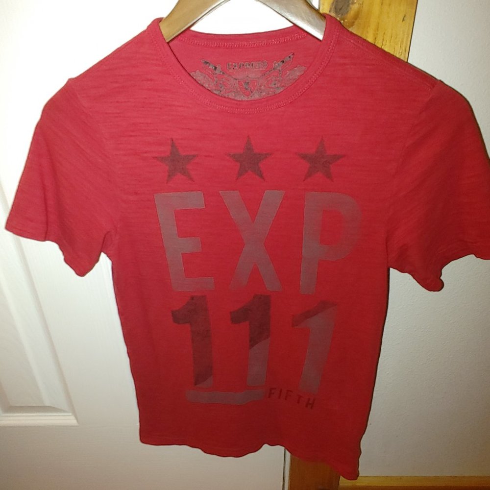 Old School Express Men's T-Shirt. Red w/ Black Text. XXS